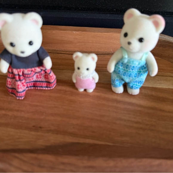 Adorable Family of Bear Figurines - White, Pink, Blue - Picture 1 of 9